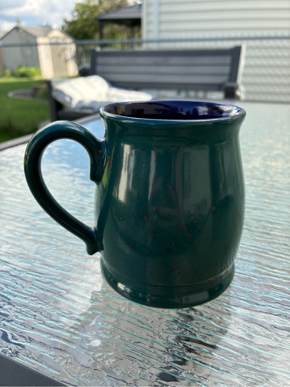 Gibson Housewares Green Blue Two-Tone Speckled Belly Shape Mug